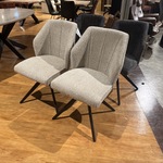 Set van 4 eetkamerstoelen, naturel/grijs boucléstof, zwarte poten